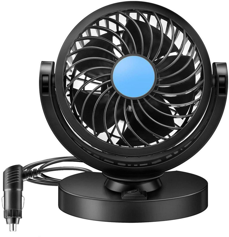 Gadiparts ™ Car Fan 12V 360 Head 1 Single Speed Strong Fan for Sunny Car Interior Fan(12 V)