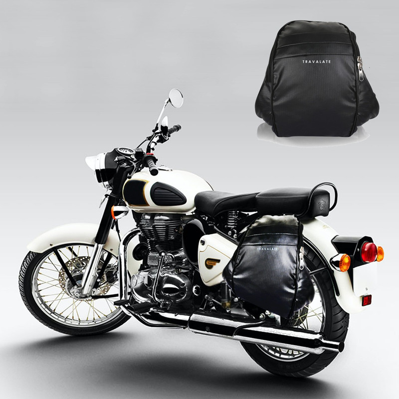 Travalate Polyester Waterproof Motorcycle Saddle Bag, Side Bag / Carrier for All Bike Saddle Bag Black Polyester Motorbike Saddlebag(20 L)