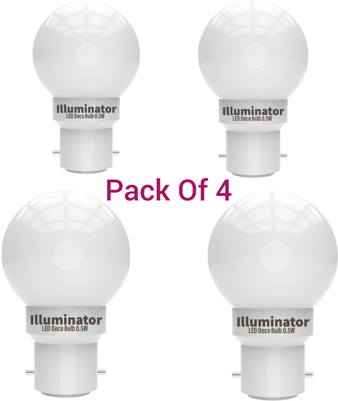 Illuminator 0.5 W Basic Round B22 Night Bulb(White, Pack of 4)