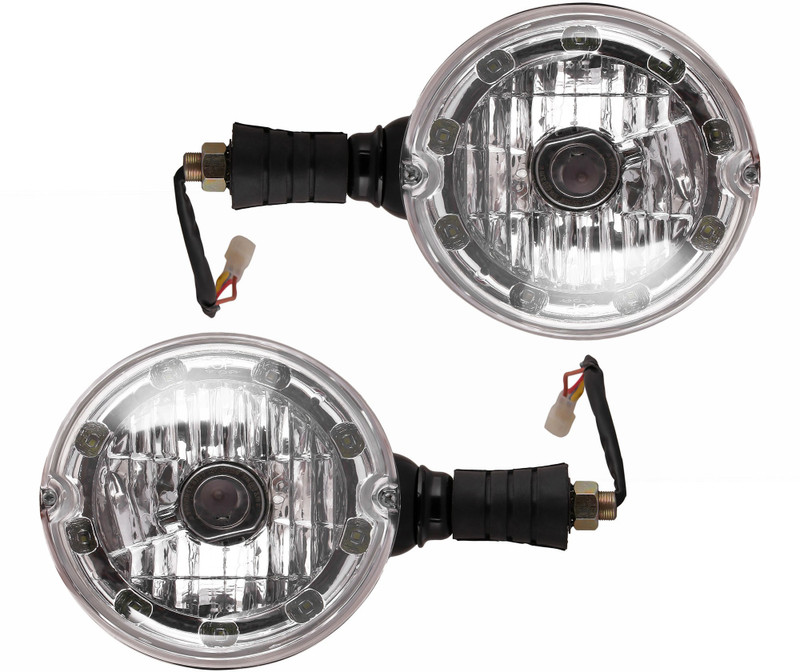 Apsmotiv Black 9 LED Headlights Assembly Set Suitable for Farmtrac Tractor Car Dash Indicator Lamp