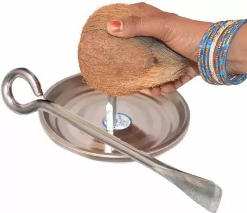 Tekzie Coconut Breaker with Coconut Peeler Chopper Opener Rod Pack Of 2 Kitchen Tool Set(Silver, Opener, Chopper)