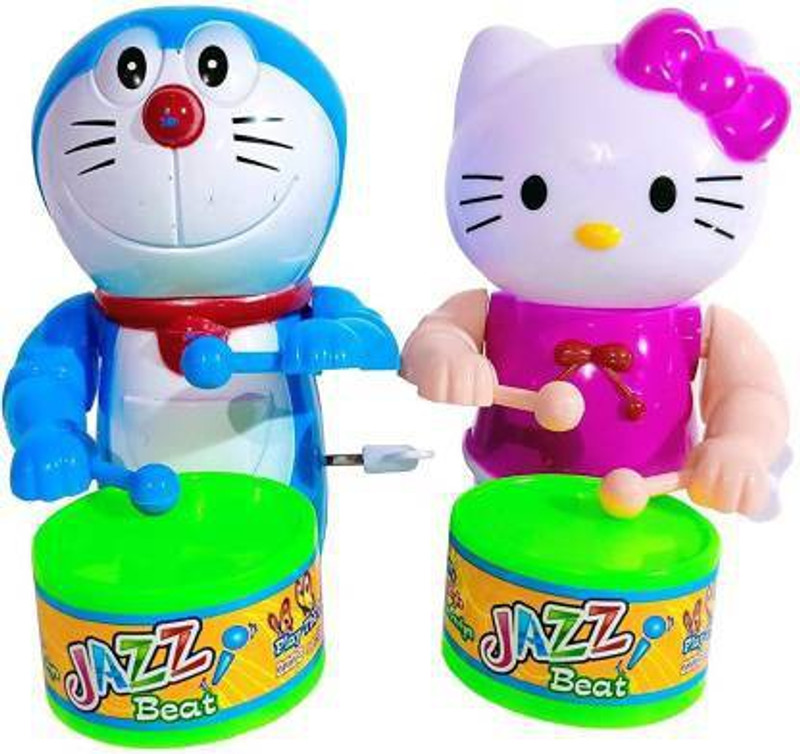 MS TOYS Dancing Musical Drum Toy Key Operated - Fun Toy for.Kids (Hello Kitty) Pack of 2(Multicolor)