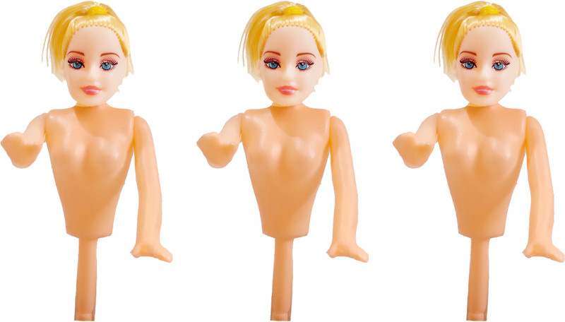 JAMBOREE Plastic Doll Cake Mold Toppers Girls Dress Cake Doll Birthday Cake Topper(Beige Pack of 3)
