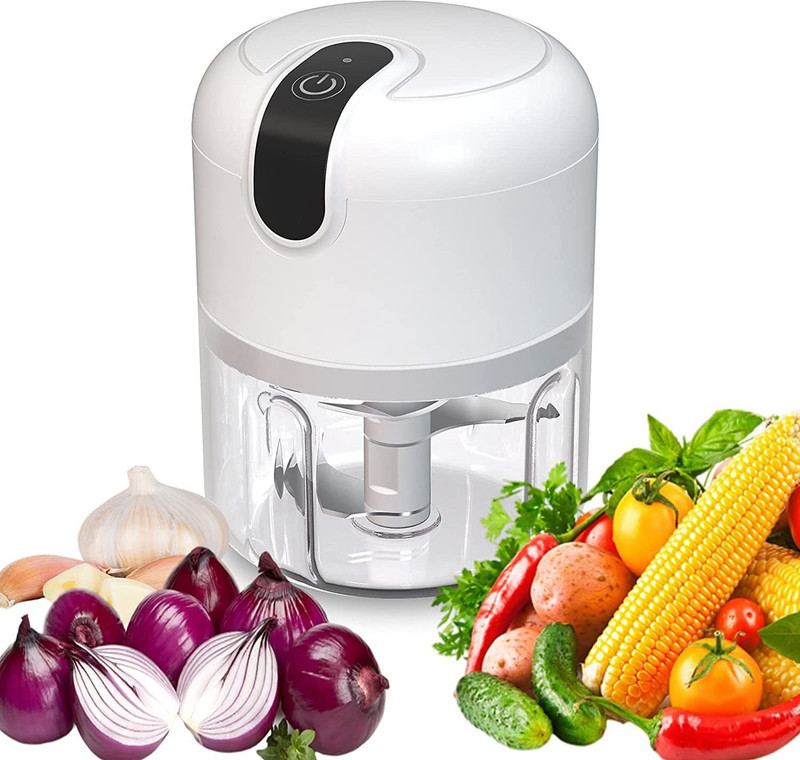 COSKIRA 250Ml Mini Electric Garlic Grinder Portable Food Press Mincer Seasoning Electric Vegetable Chopper(1 x chopper)