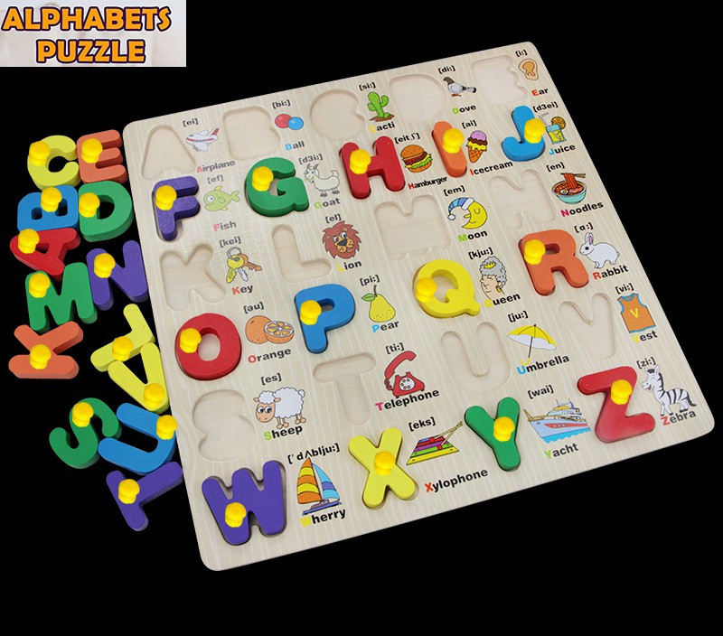 blue seed Jigsaw Puzzle Educational Board ABCD Alphabet matching toy Early Play,Read&Learn(Beige, Multicolor)