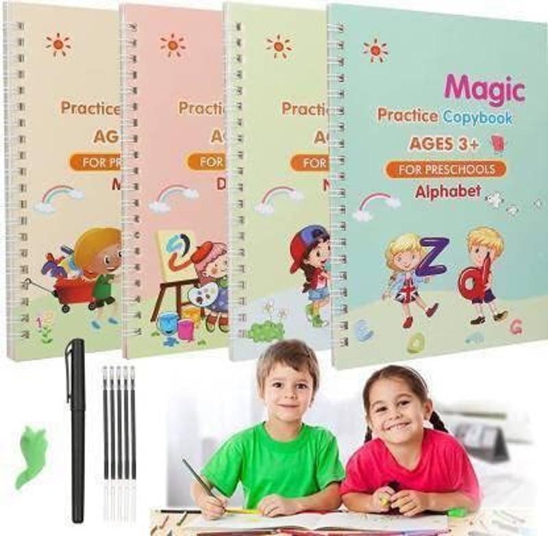 ALORNIS Magic Practice Copy Book for Children Tracing Book Kids Education Learning Books(Multicolor)