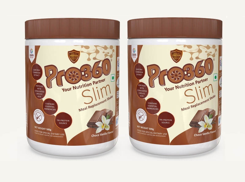 PRO360 Slim Weight Management Meal Replacement Protein Dietary Supplement For Men & Women - ChocoVanilla Flavour Combo of 2(2 x 0.5 kg)