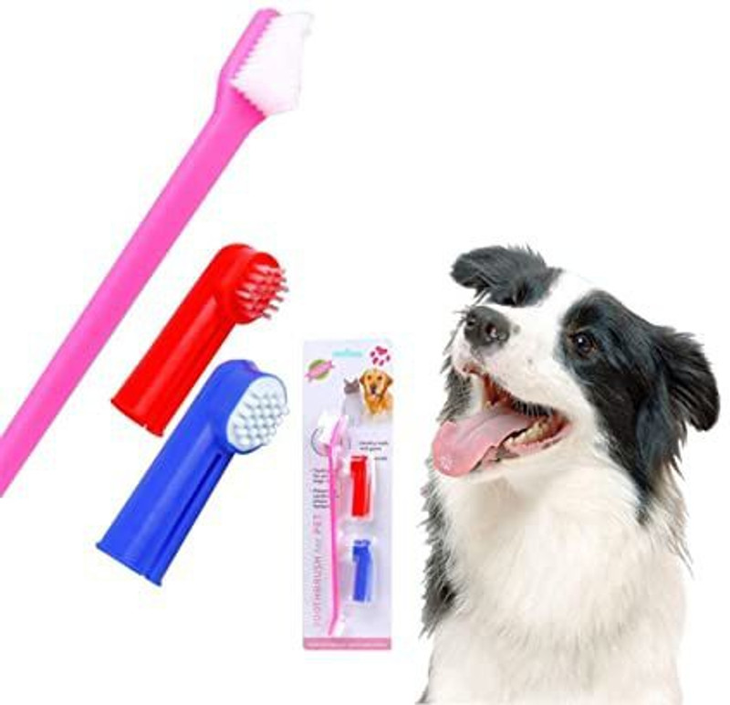 PupsPets Pets Cleaning Dental Toothbrush Sets&Double Headed Toothbrush, Finger Toothbrush Pet Toothbrush(Dogs, cats)
