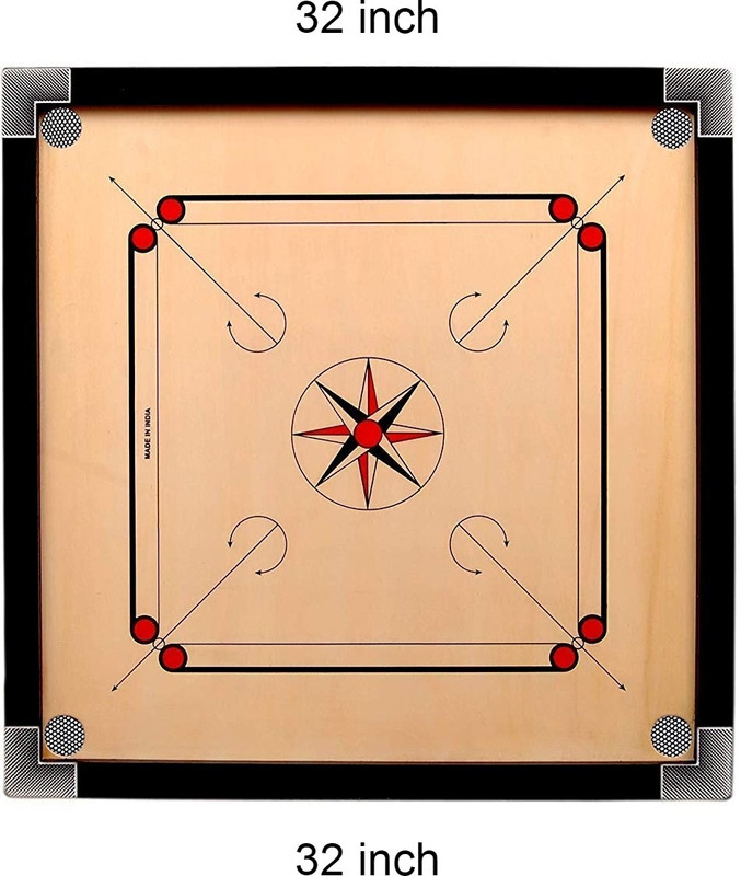 wWAR Matte Finish large Carrom Board with wooden Coins Striker (32 x 32 Inch) 80 cm Carrom Board(Brown, Black)
