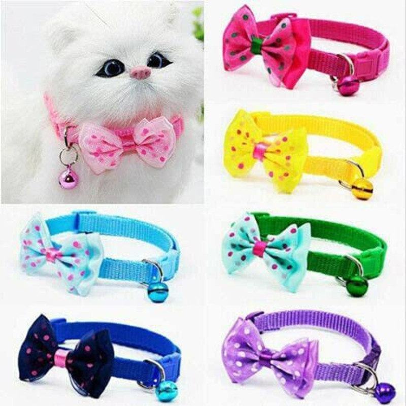 Rvpaws Breakaway Bowtie Cat Collar Bell Dog & Cat Collar Charm(Black, Pink, Round)