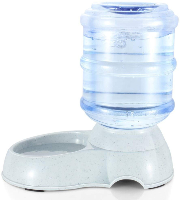 KOKIWOOWOO Automatic Water Dispenser Self-Dispensing Gravity Pet Feeder Waterer Plastic Pet Bowl & Bottle(3.5 L White)