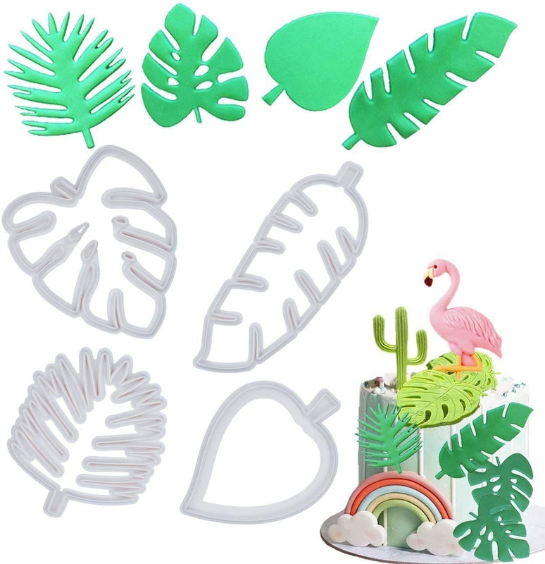 Husaini Mart 4 pcs Palm Leaf Fondant Cutters, Tropical Leaf Cookie Cutter for cake decorating Cookie Cutter(Pack of 4)