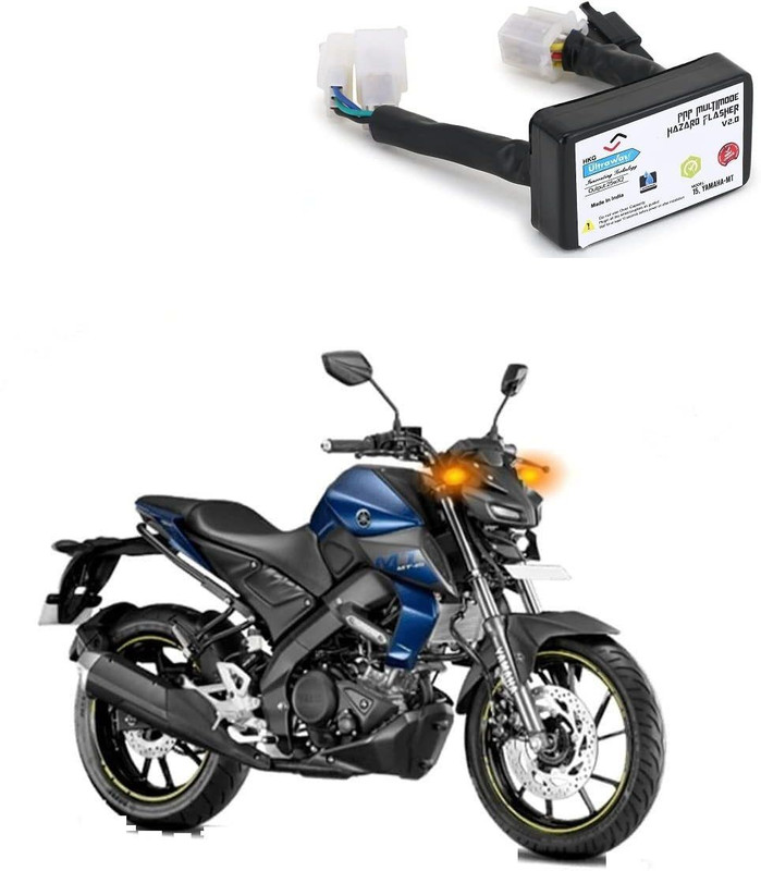 ULTRAWAY Yamaha MT Compatible | Plug N Play (PNP) Hazard Module/Adapter Light/Flasher Waterproof | 20 Different Flashing Patterns | 1 Year Warranty Bike Handlebar Weights(1 Black)