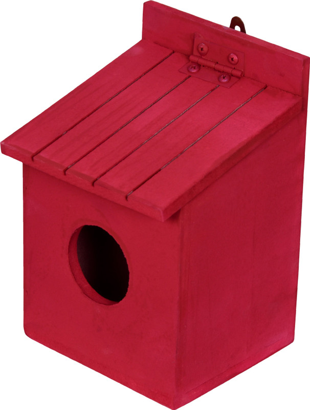 Cket Bird House Nest Box Handmade Openable Roof Bird Breeding box 13 x 11 x 18 cm Red Bird House(Hanging)