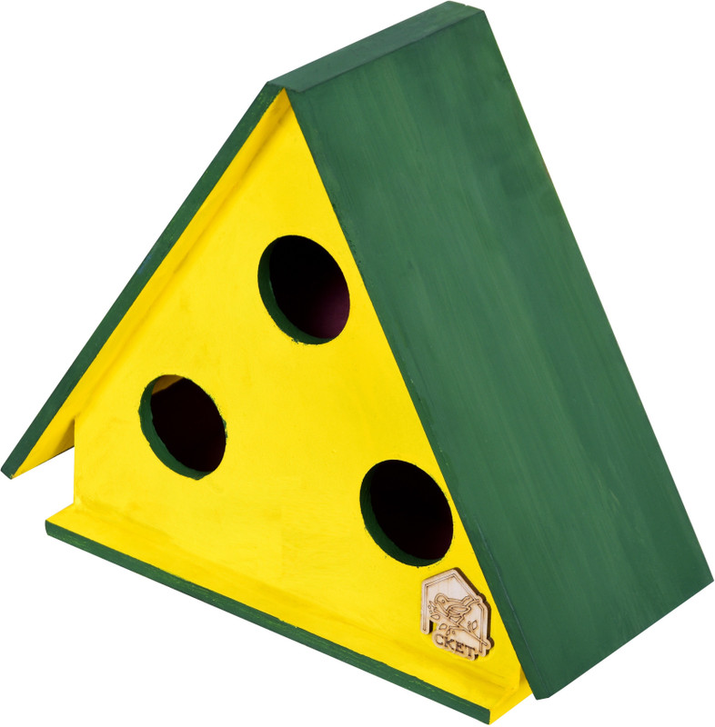 Cket Bird House Nest Bird breeding Box Triangle with Divided Holes For Small Birds Bird House(Hanging, Free Standing, Tree Mounting, Wall Mounting)