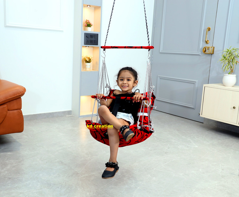 KD CREATION Cotton Swing for Kids Baby's Children Folding and Washable 1-3 Years SWING RED -1(Fabric, Red)