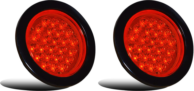 Apsmotiv 4" LED Round Tail Stop Lamp Light Suitable for Trailer Trucks Rubber Ring Car Dash Indicator Lamp