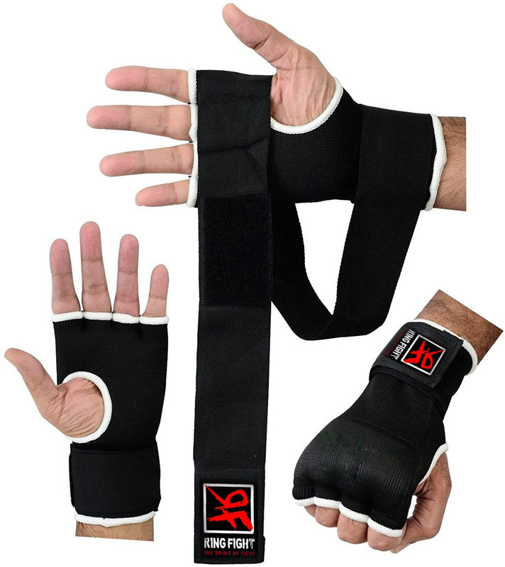 RF RING FIGHT Boxing Hand Wraps Inner Gloves, Wrist Straps, Elasticated Inner Gloves(Black)