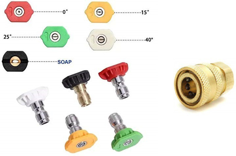 PARTHVI Washer Spray 5 Nozzle Tips With Quick Release Connector (0,15,25,40,65 degree) Spray Gun