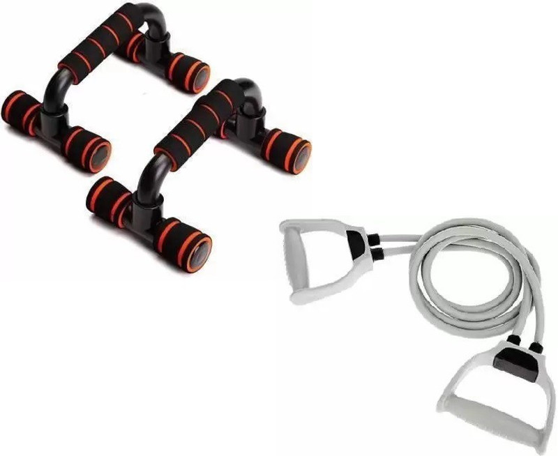 Wisekraft Pushup Handle with Cushioned Foam Grip with fitness resistance tube Fitness Accessory Kit Kit