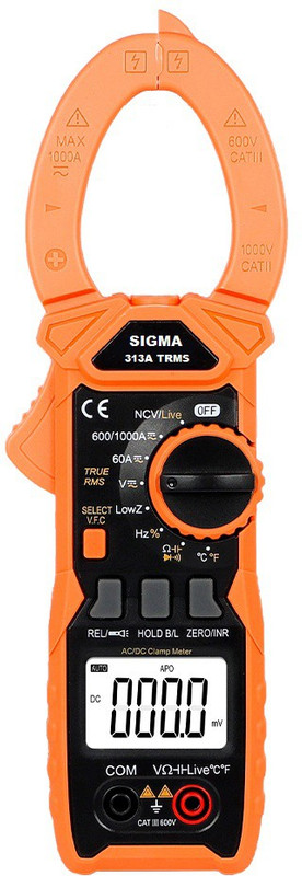 SIGMA AC DC Clamp Meter 313 A TRMS, Current upto 1000A Digital Multimeter(4000 Counts)