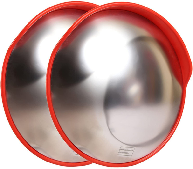 Ladwa Parking Safety Convex Mirror with Fixing Bracket (18 Inch/45 CM)Pack of 2 Rearview Radar Mirror(Red)