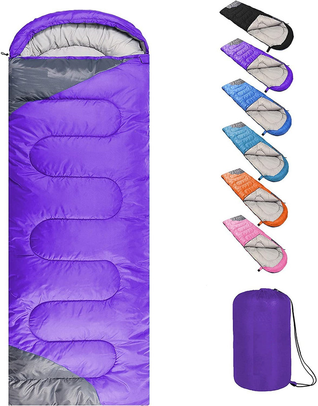 IBS Camping, Hiking Lightweight 1 Person WATERPROOF Sleeping Bag for Adults OUTDOOR Sleeping Bag(Purple)