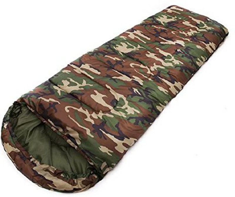 Inditradition Sleeping Bag Cum Mattress- With Cape Camouflage Sleeping Bag(Green)