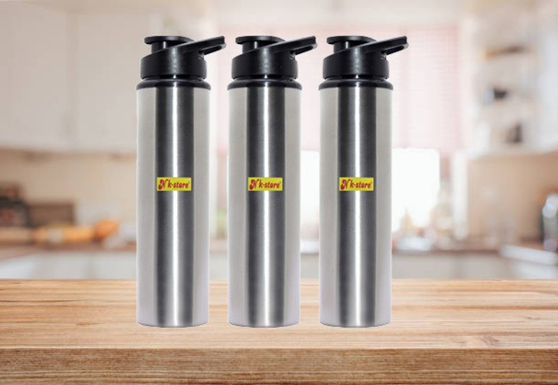 NK-STORE STAINLESS STEEL1000ML(1 LITER APPROX) WATER BOTTLE FOR SCHOOL,COLLAGE,OFFICE,GYM 1000 ml Steel Sipper(Pack of 3, Silver)