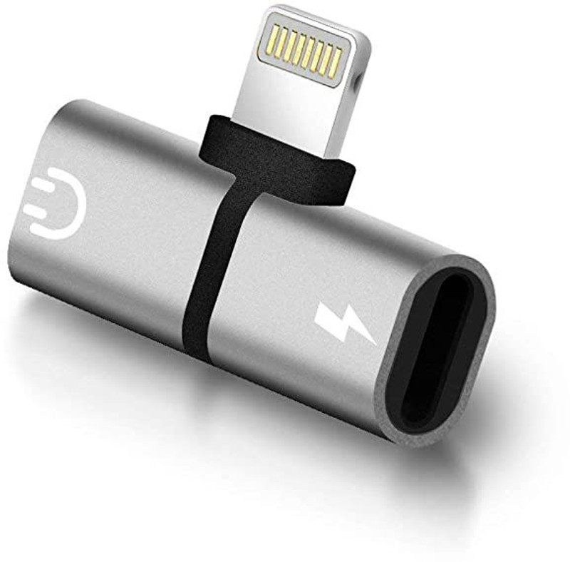 SANNO WORLD Silver 2 in 1 Mini Portable Charging Lightning Charger Adapter for iPhone X 7 8 Plus Phone Converter(Android)