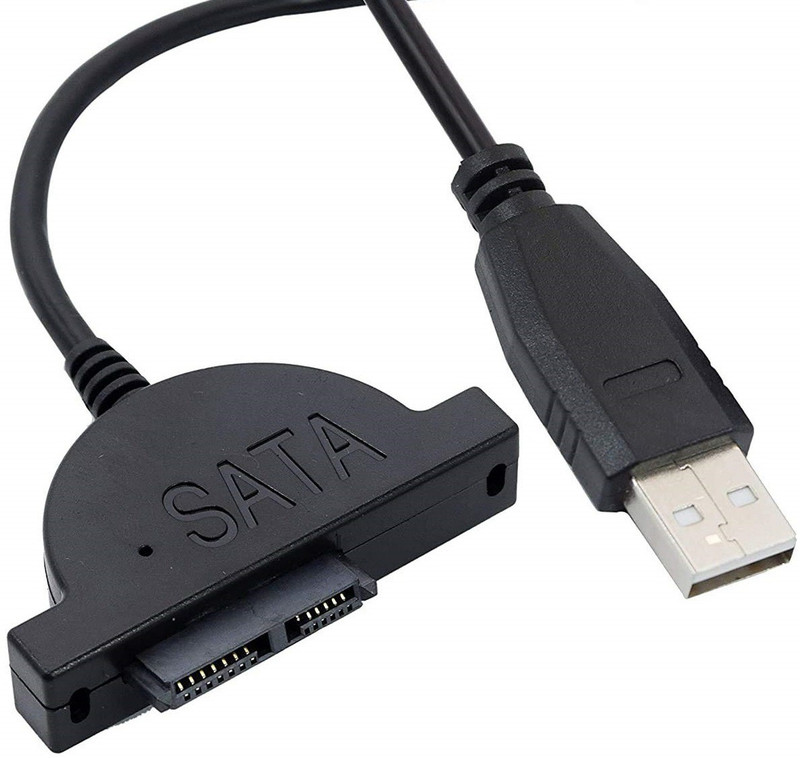 AlexVyan USB 2.0 to 13Pin Slimline SATA Laptop CD/DVD ROM Optical Drive Adapter USB Adapter(Black)