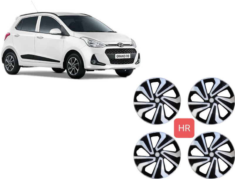 HOTRENZ WHEEL COVER 14 INCH SILVER BLACK COLOR Wheel Cover For Hyundai Grand i10(14.0 inch)