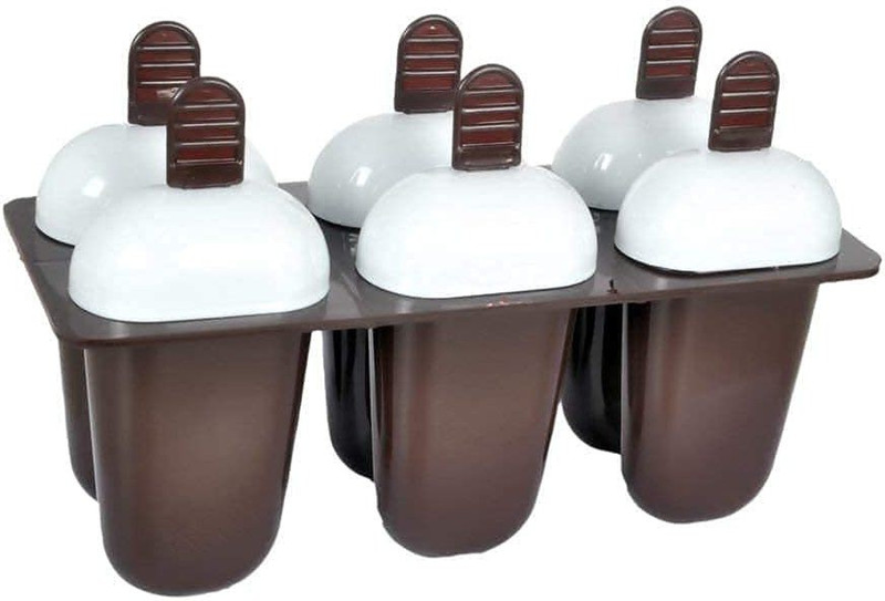 TINSUHG Ice Candy Maker Tray Plastic Reusable Popsicle Molds Ice Pop Kulfi Maker Mould Brown Plastic Ice Cube Tray(Pack of1)