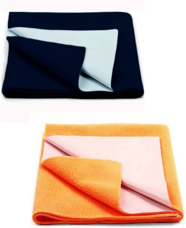 kachu Microfiber Drawer Mat(Navy Blue, Orange, Pack of 2, Small)