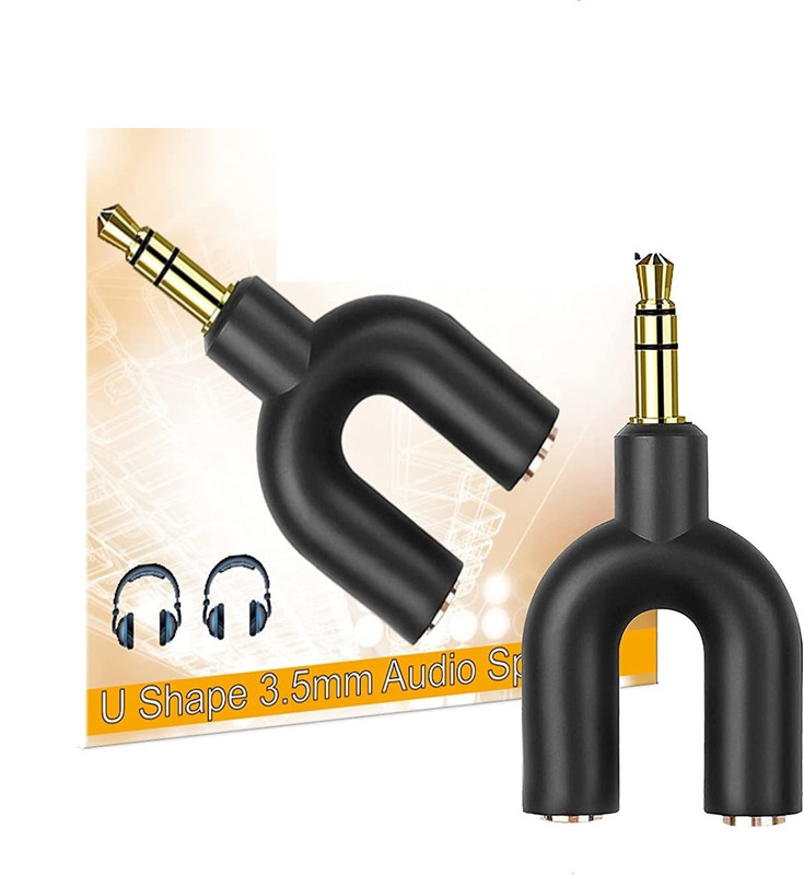TECHGEAR Black 3.5 mm Audio Stereo Y Splitter Adapter, 3.5mm 1 Male to 2 Port Female Phone Converter(android)