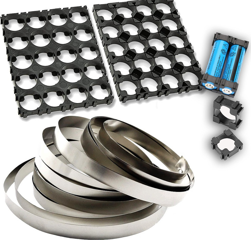 HUBX COMBO NICKEL METAL STRIP 2 METER AND 18650 3.7V LITHIUM BATTERY SPACER- 40 PCS(Black)