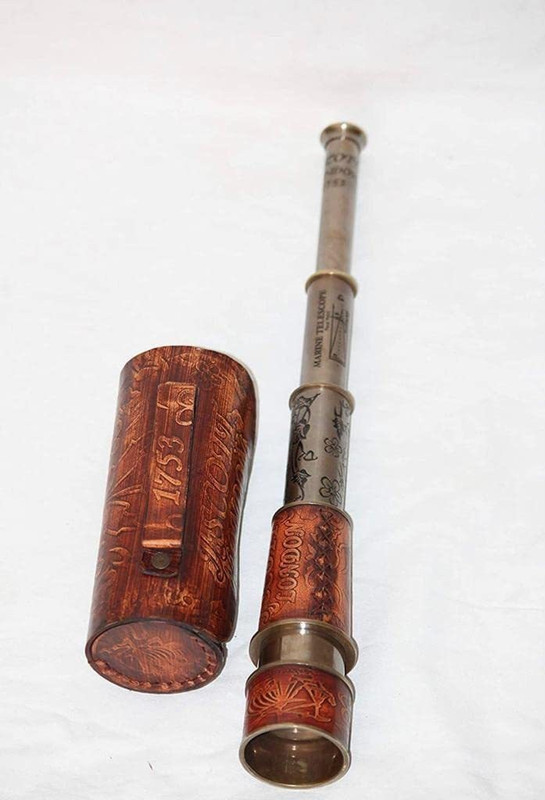 Sian Brass Handicraft Beautiful Long Brass Telescope With Leather Case_11 Reflecting Telescope(Manual Tracking)
