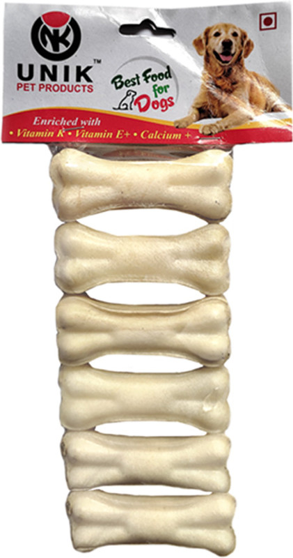 Unik Spunky Calcium Pressed Bone 6 Piece Bone Size 3 Inch Mutton Dog Chew(240 g, Pack of 1)