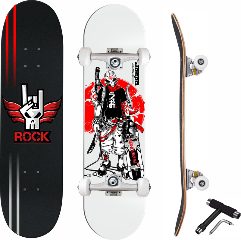 Jaspo Dead Hat (31X 8) inches Complete Fully Assembled 7 Layer Canadian Maple Skateboard for Kids/Boys/Girls/Youth/Adults – Made in India 31 inch x 8 inch Skateboard(Multicolor, Pack of 1)