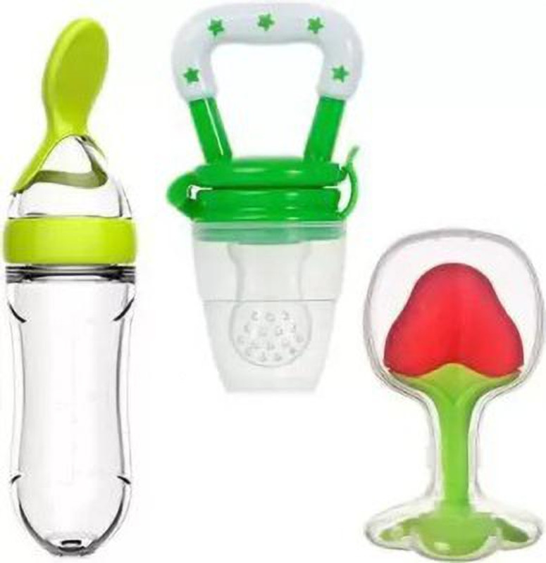 qtypie TEETHER, FRUIT FEEDER, FOOD FEEDER Teether and Feeder(Green, Red)