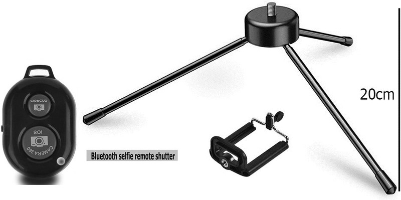 PULTO Tripod Stand Metal tripod 3Kg Capacity +Bluetooth Shutter Remote Control Tripod, Monopod, Monopod Kit, Tripod Ball Head, Tripod Bracket, Tripod Clamp, Tripod Kit(Black, Supports Up to 3000 g)