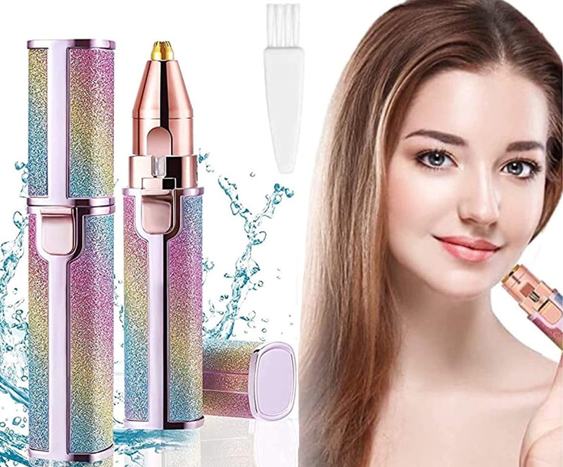 SHARPNAL 2 in 1 Painless Eyebrow Razor Facial Hair Remover Hair Curler(Rainbow)
