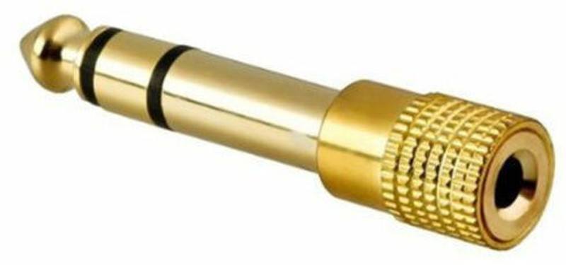 Crystonics Gold Plated 6.35mm TRS Male Plug To 3.5mm Stereo Female Audio Jack Adapter Ideal replacement or spare for headphones and earphones(Golden)