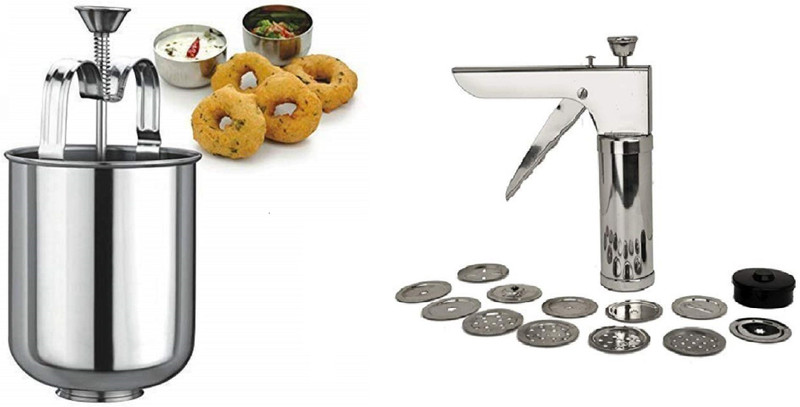 PARADIYA SALES Stainless Steel Meduvada Maker Shaped Set of 15 Pattern Discs Kitchen Press Vada Maker