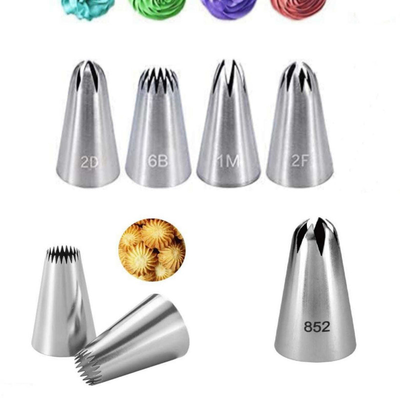 Rvs fantastikitchen store 172+6B+852 Nozzles Stainless Steel Quick Flower Icing Nozzle(Silver Pack of 3)
