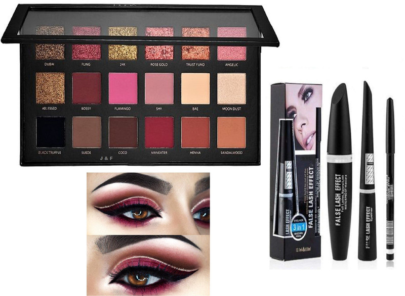 HINSHITSHU Nude & Rose Gold Eyeshadow With 3 in 1 Mascara , Eyeliner and Eyebrow Pencil