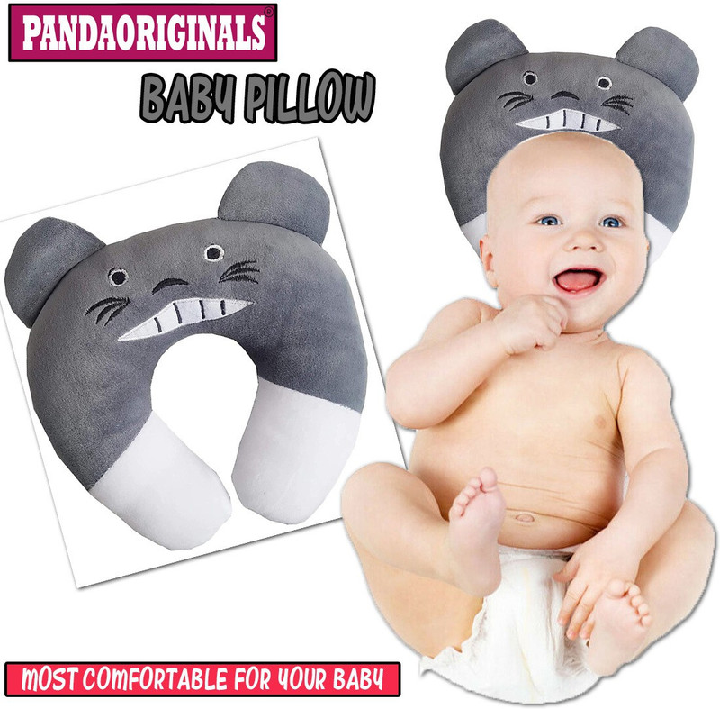 Pandaoriginals Microfibre Baby Pillow Pack of 1 Toons & Characters(Grey, White)