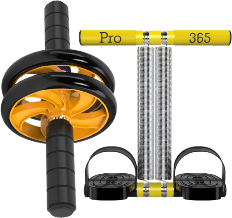 PRO365 Tummy trimmer with ab wheel for men and women for belly fat combo Ab Exerciser(Yellow, Black)