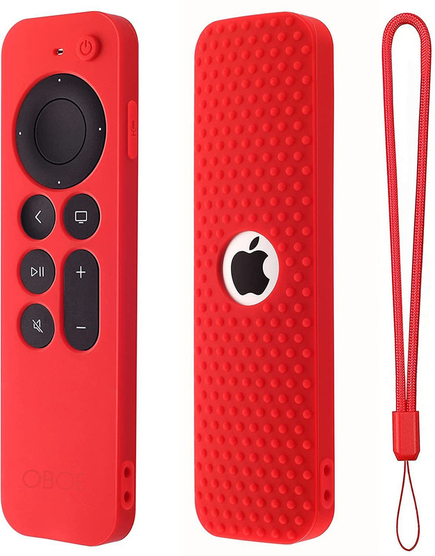 Oboe Front & Back Case for New Siri Apple TV 4k 2nd Gen Full Wrap Remote Cover Anti-Slip Washable with Loop(Grey, Shock Proof, Silicon, Pack of: 1)