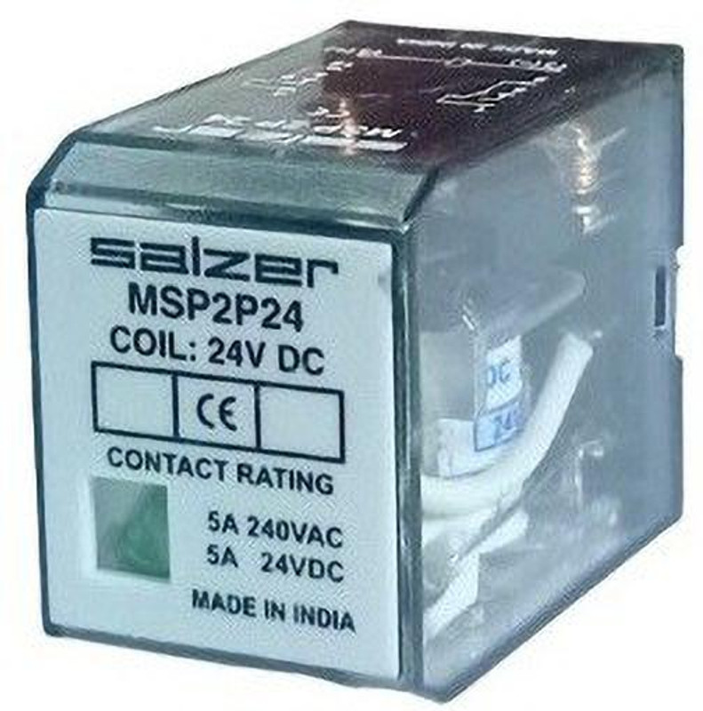 Salzer 8Pin 2C/O 2Pole 24V DC 5Amp (L&T) Make General Purpose Relay(White)